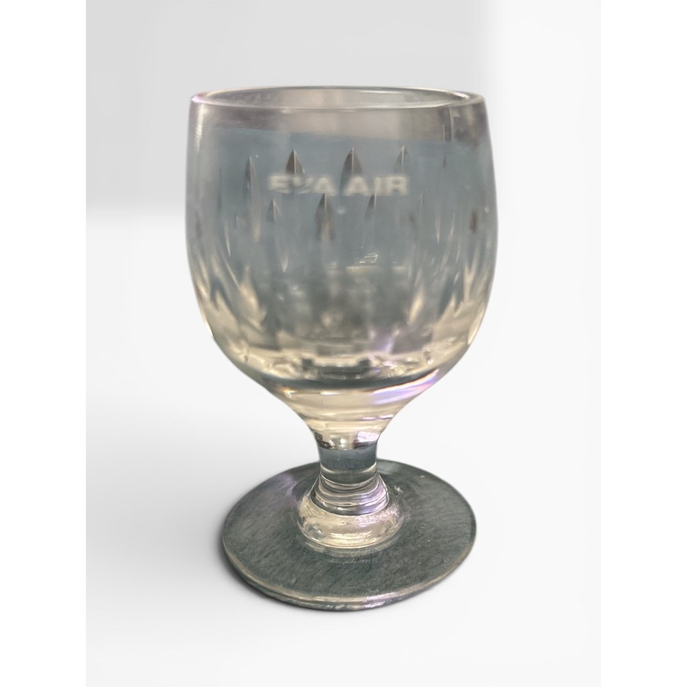 EVA Air Airline Memorabilia Clear Cut Glass Stemmed Cordial Liqueur Glass 3.25in